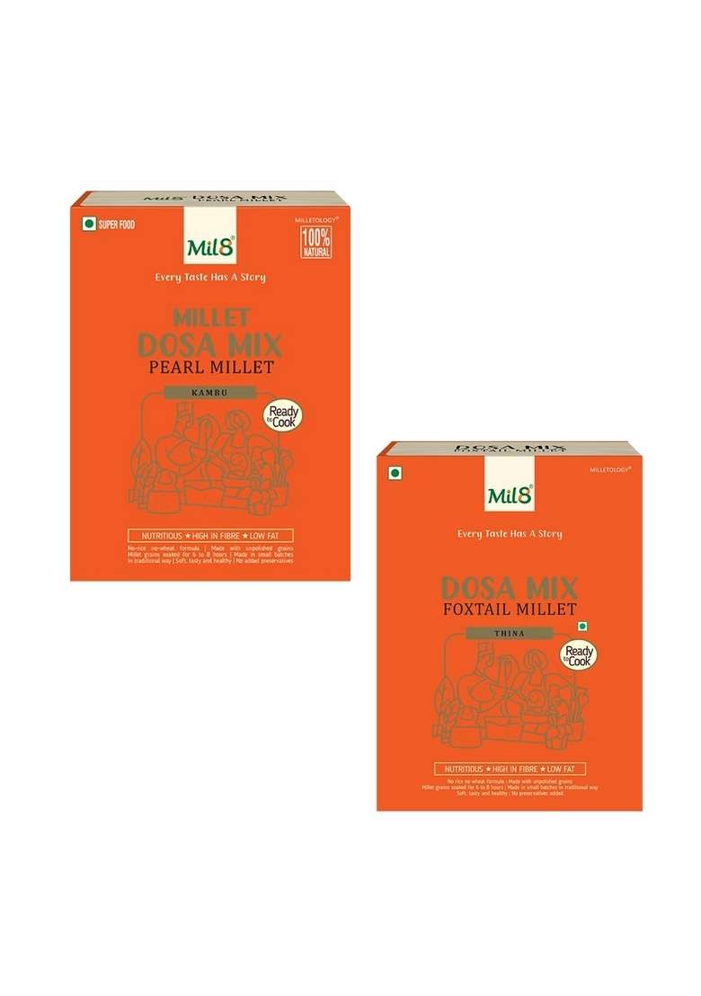 Mil8 Dosamix Pearl & Dosamix Foxtail Millet Combo (300Gram-300Gram) Nutritious, Delicious And Healthy Breakfast Solution - Indya