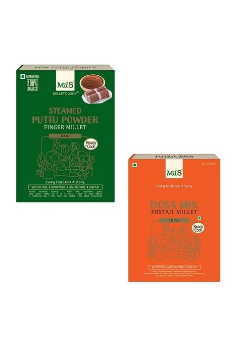 Mil8 Puttu Powder Finger & Dosamix Foxtail Millet Combo (300Gram-300Gram) Nutritious, Delicious And Healthy Breakfast Solution