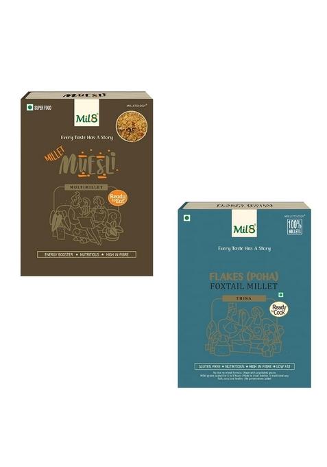 Mil8 Muesli & Flakes (Aval) Foxtail Millet Combo (100Gram-200Gram) Nutritious, Delicious And Healthy Breakfast Solution