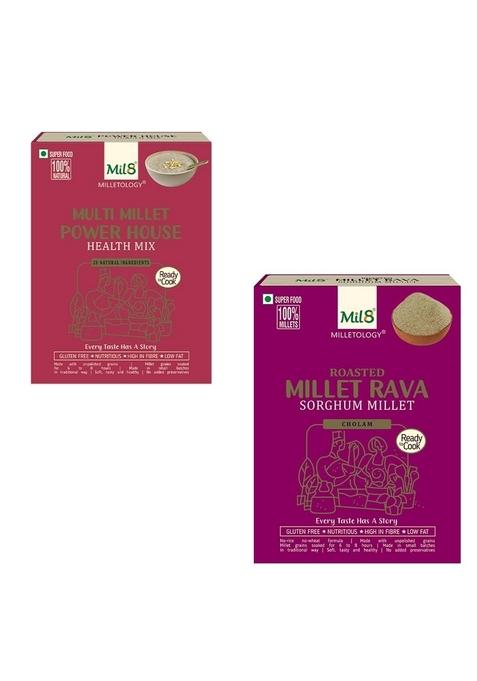 Mil8 Health Mix Powerhouse & Rava Sorghum Millet Combo (300Gram-300Gram) Nutritious, Delicious And Healthy Breakfast Solution