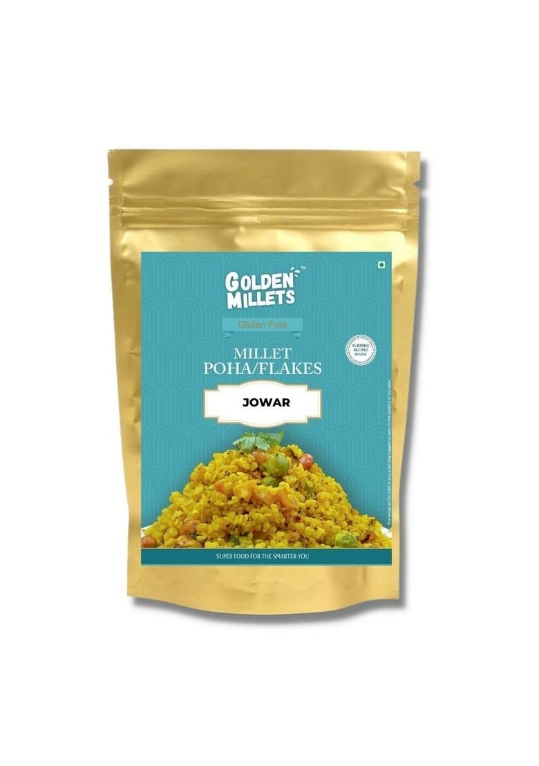 Golden Millets Jowar (Sorghum Millet) Flakes | Gluten Free | Dietary Fiber & Protein Rich Breakfast | Unflavored & Toasted Alternative To Oats | (250G) (Pack Of 10)