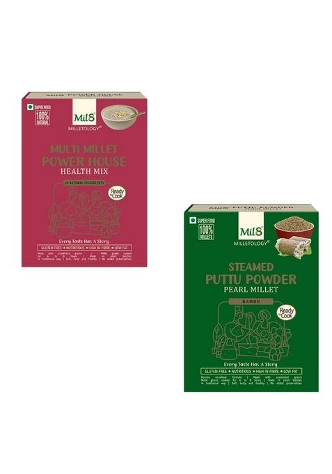 Mil8 Health Mix Powerhouse & Puttu Powder Pearl Millet Combo (300Gram-300Gram) Nutritious, Delicious And Healthy Breakfast Solution