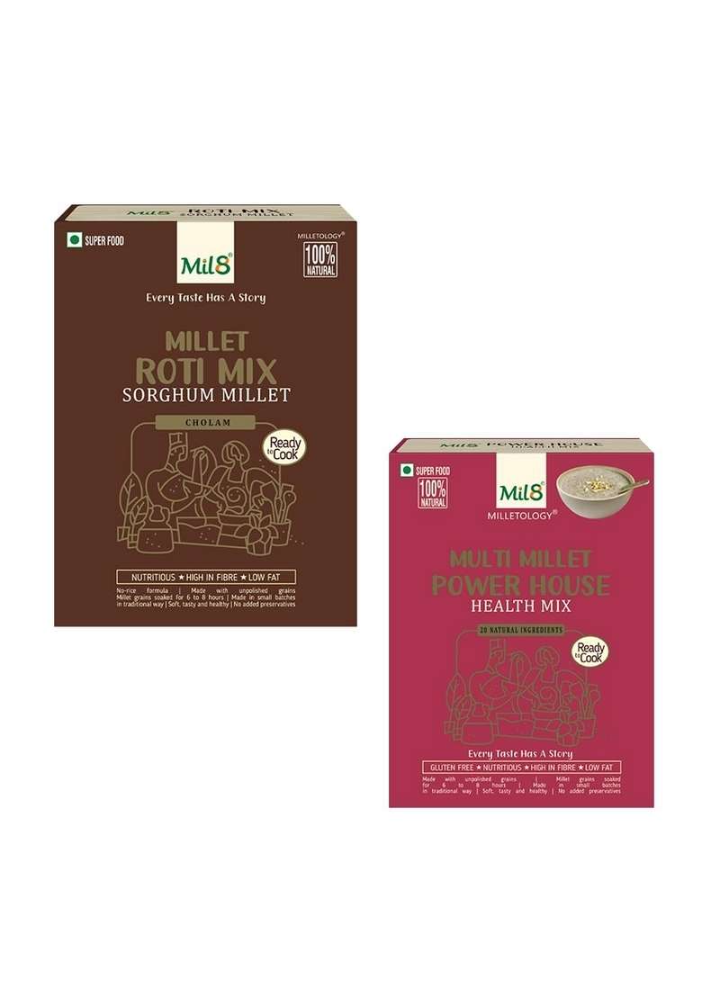 Mil8 Rotimix Sorghum & Health Mix Powerhouse Combo (300Gram-300Gram) Nutritious, Delicious And Healthy Breakfast Solution - Indya