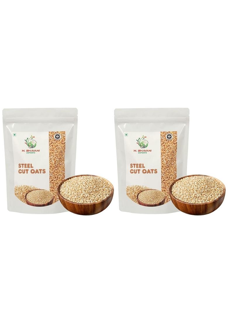 M.Bhavani Steel Cut Oats 1Kg | Gluten Free Oats | Breakfast | Diet Food For Weight Loss | 100% Wholegrain Cereal Pack Of 2