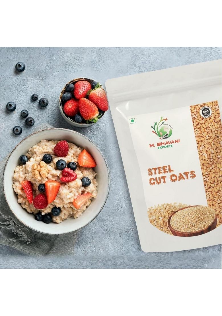 M.Bhavani Steel Cut Oats 1Kg | Gluten Free Oats | Breakfast | Diet Food For Weight Loss | 100% Wholegrain Cereal Pack Of 2