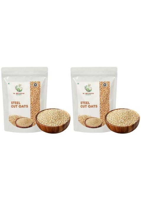 M.Bhavani Steel Cut Oats 1Kg | Gluten Free Oats | Breakfast | Diet Food For Weight Loss | 100% Wholegrain Cereal Pack Of 2