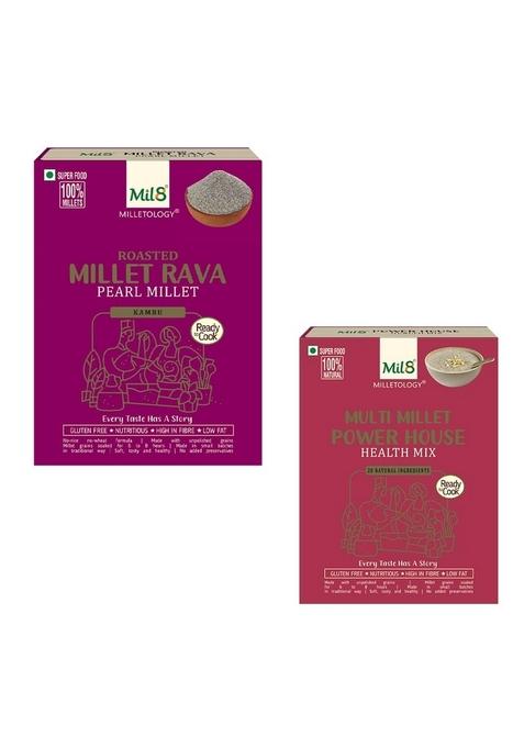 Mil8 Rava Pearl & Health Mix Powerhouse Combo (300Gram-300Gram) Nutritious, Delicious And Healthy Breakfast Solution