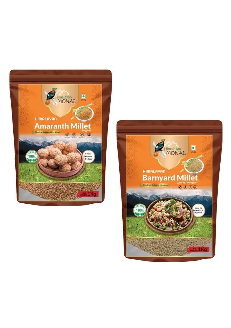 Himalayan Monal Amaranth Millet Rajgira 1 Kg Veg Boosts Immune System And Barnyard Quinoa Jhangora | Pack Of 2 - Indya