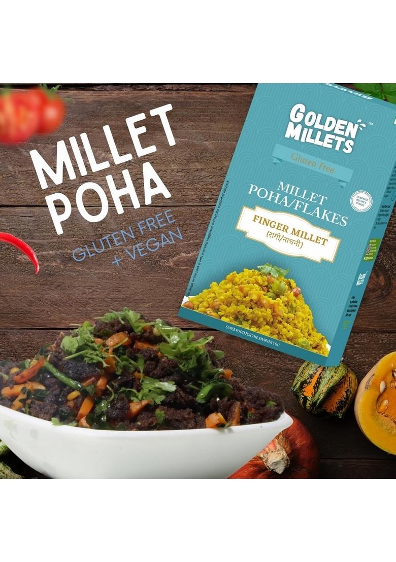 Golden Millets Ragi Flakes | Healthy Millet Flakes | Millet Flakes Gluten-Free | No Preservative | High Calcium & High Fibre (250G X 3)