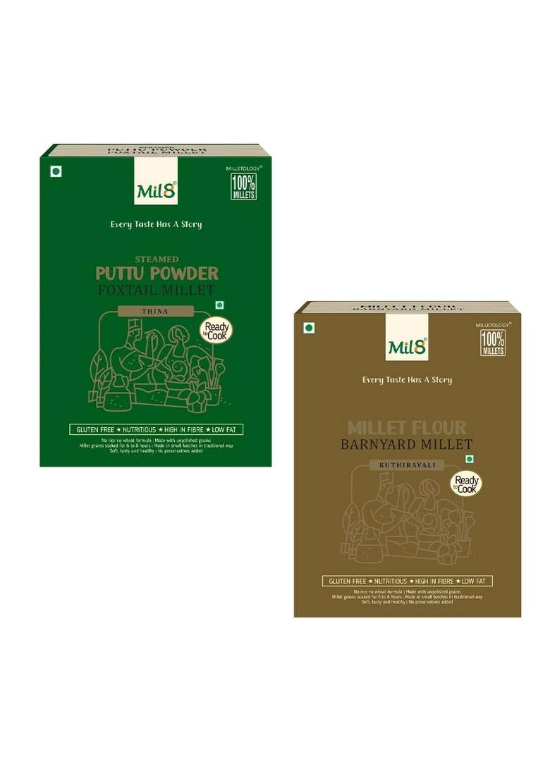 Puttu Powder Foxtail & Flour Barnyard Millet Combo (300Gram-300Gram) Nutritious, Delicious And Healthy Breakfast Solution - Indya