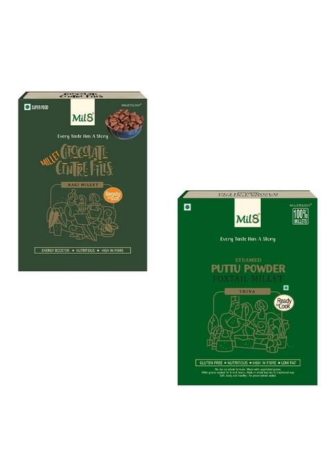 Ragi Chocolate Centre Fills & Puttu Powder Foxtail Millet Combo (100Gram-300Gram) Nutritious, Delicious And Healthy Breakfast Solution