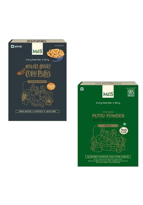 Corn Puffs Masala & Puttu Powder Foxtail Millet Combo (30Gram-300Gram) Nutritious, Delicious And Healthy Breakfast Solution