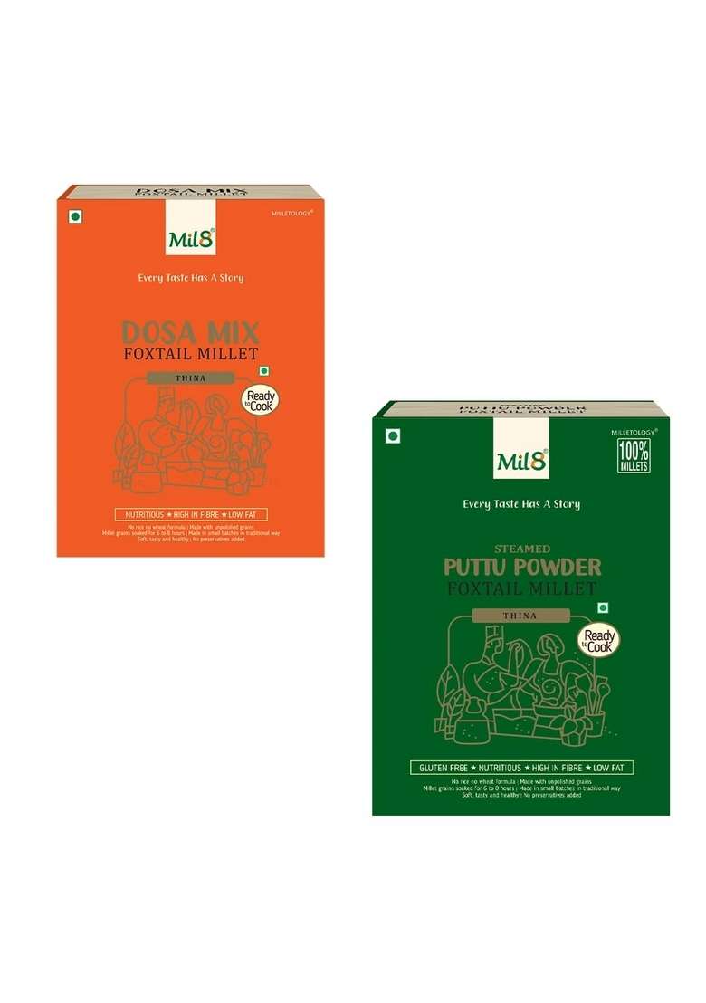 Mil8 Dosamix Foxtail & Puttu Powder Foxtail Millet Combo (300Gram-300Gram) Nutritious, Delicious And Healthy Breakfast Solution - Indya