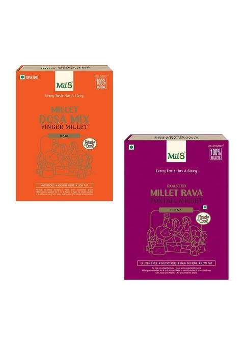 Dosamix Finger & Rava Foxtail Millet Combo (300Gram-300Gram) Nutritious, Delicious And Healthy Breakfast Solution