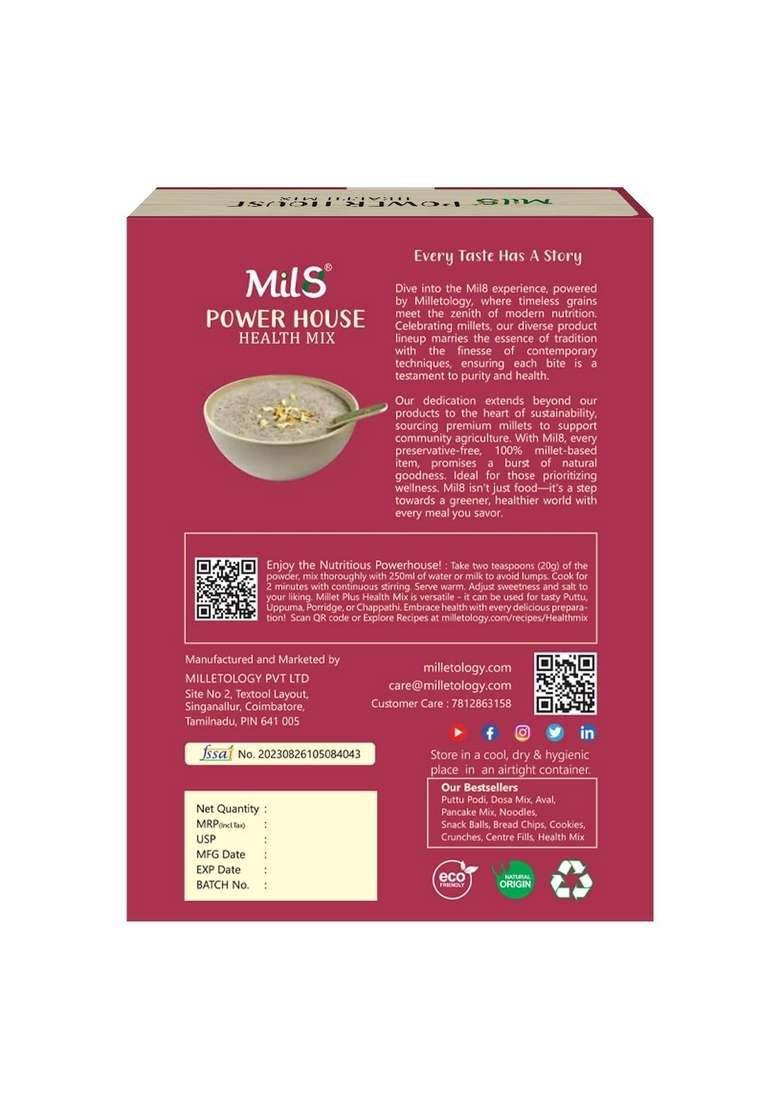Mil8 Health Mix Powerhouse & Bread Chips Milk And Cardamom Combo (300Gram-40Gram) Nutritious, Delicious And Healthy Breakfast Solution - Indya