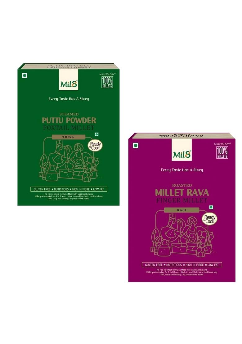 Puttu Powder Foxtail & Rava Finger Millet Combo (300Gram-300Gram) Nutritious, Delicious And Healthy Breakfast Solution