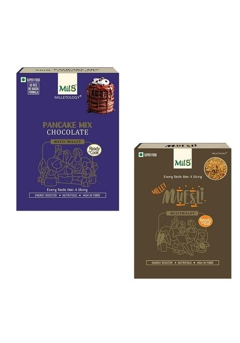 Mil8 Pancake Mix Chocolate & Muesli Combo (200Gram-100Gram) Nutritious, Delicious And Healthy Breakfast Solution