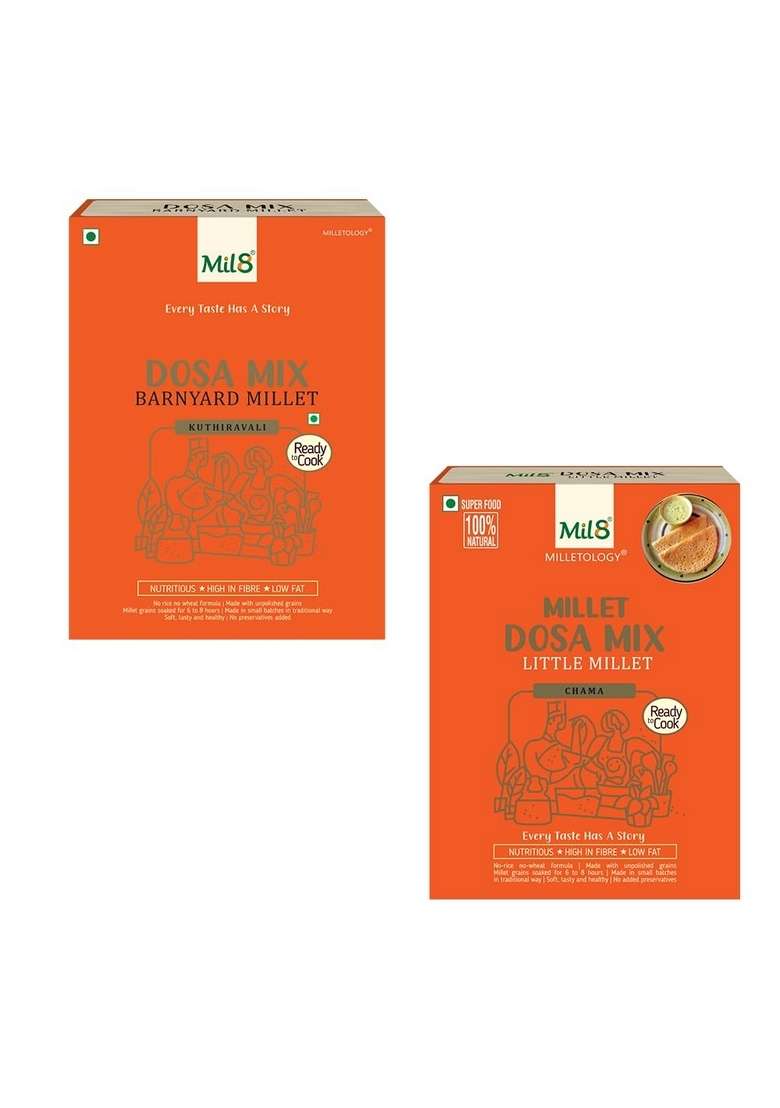 Mil8 Dosamix Barnyard & Dosamix Little Millet Combo (300Gram-300Gram) Nutritious, Delicious And Healthy Breakfast Solution - Indya