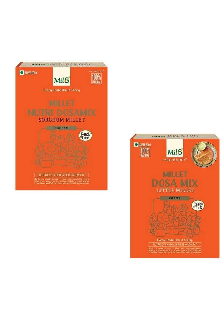 Mil8 Nutri Dosamix Sorghum & Dosamix Little Millet Combo (300Gram-300Gram) Nutritious, Delicious And Healthy Breakfast Solution - Indya