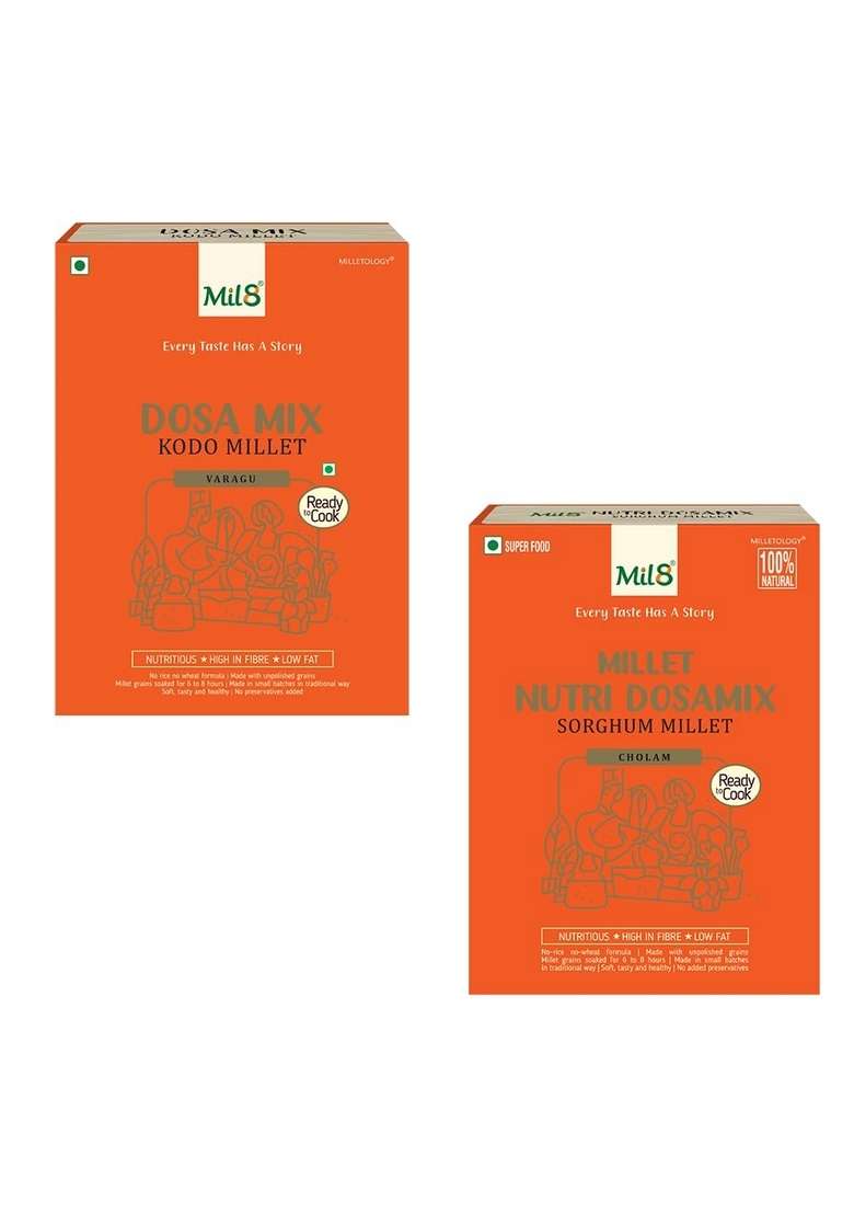 Mil8 Dosamix Kodo & Nutri Dosamix Sorghum Millet Combo (300Gram-300Gram) Nutritious, Delicious And Healthy Breakfast Solution - Indya