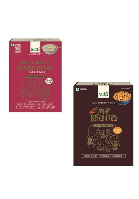 Mil8 Health Mix Powerhouse & Bread Chips Mint Combo (300Gram-40Gram) Nutritious, Delicious And Healthy Breakfast Solution