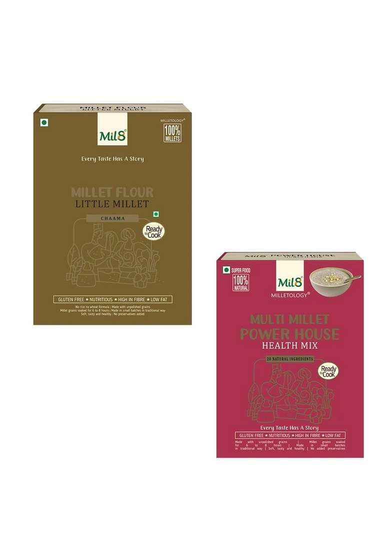 Mil8 Flour Little & Health Mix Powerhouse Combo (300Gram-300Gram) Nutritious, Delicious And Healthy Breakfast Solution - Indya