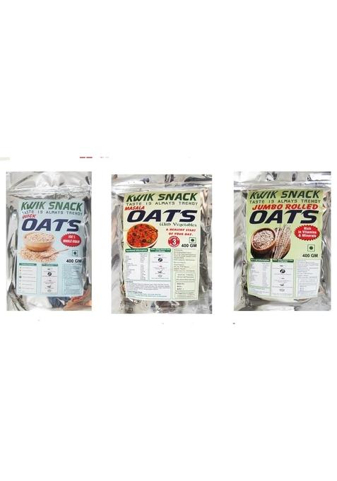 Combo Pack Of 3 - Quick Oats, Masala Oats & Jumbo Rolled Oats (400 Gm Each) = 400 Gm X 3 = 1.2 Kg