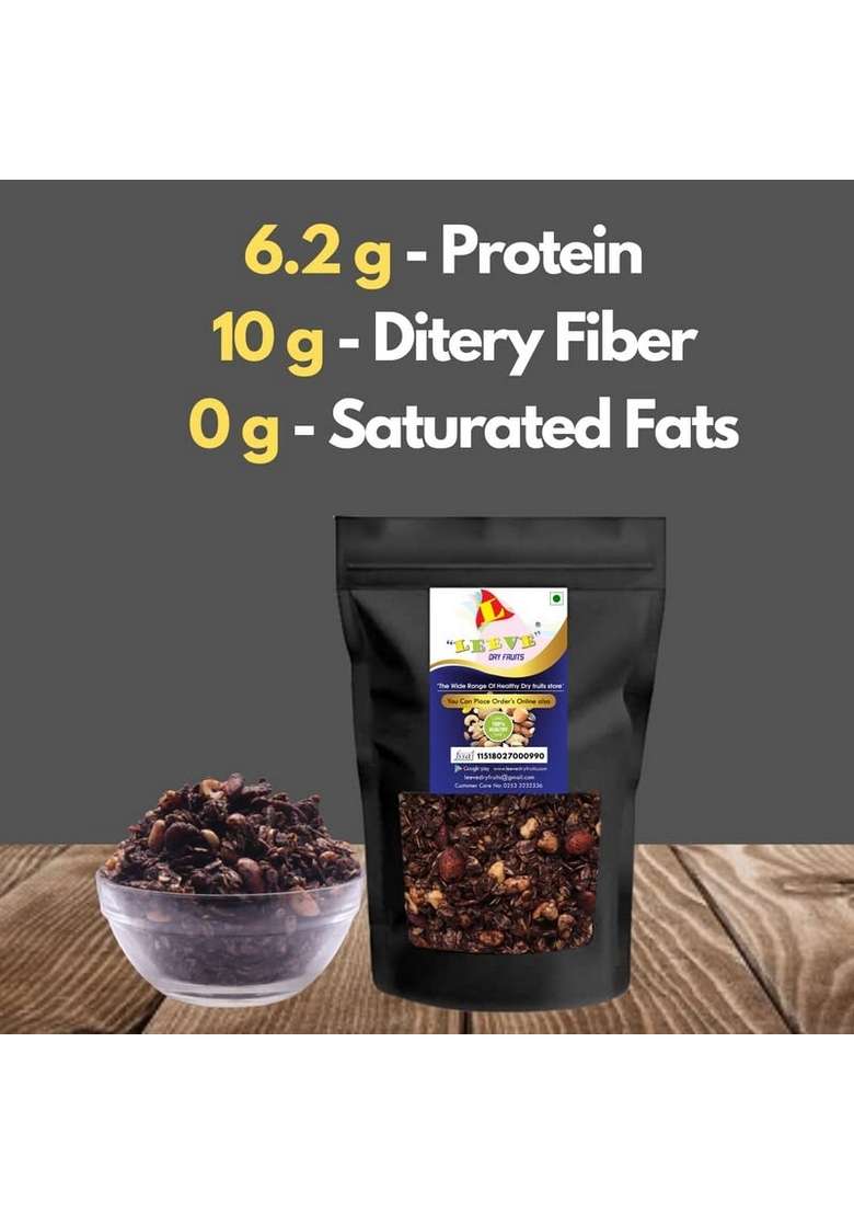 Leeve Dry Fruits Brand | Special Granola | Protein Breakfast | Diet Snacks High Fibre | 800 Gram | Dark Chocolate | Almonds | Honey | Gluten Free | Ready To Eat | High Fibre Oat - Indya