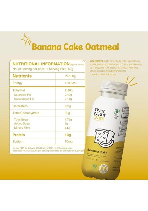 Overnight Oats With Vegan Protein | High Protein Oats Breakfast With Dietary Fibre | Just Add Milk | Ready In Minutes | 2 Banana Cake + 6 Mixed Berries + 1 Vanilla (Pack Of 9, 50G Each)