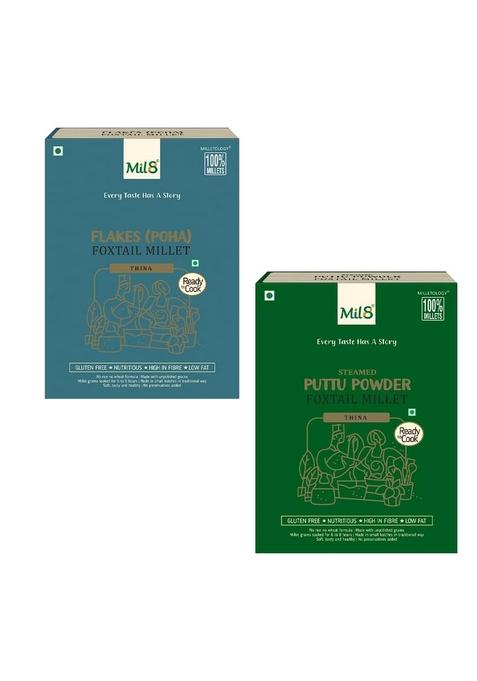 Mil8 Flakes (Aval) Foxtail & Puttu Powder Foxtail Millet Combo (200Gram-300Gram) Nutritious, Delicious And Healthy Breakfast Solution