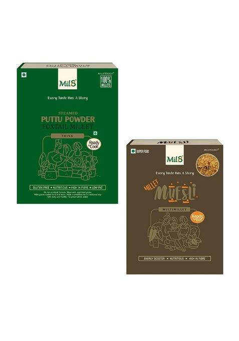 Mil8 Puttu Powder Foxtail & Muesli Combo (300Gram-100Gram) Nutritious, Delicious And Healthy Breakfast Solution