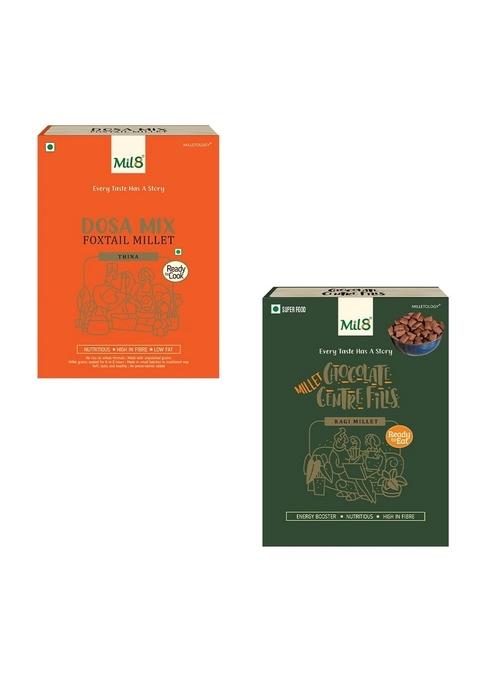 Mil8 Dosamix Foxtail & Ragi Chocolate Centre Fills Combo (300Gram-100Gram) Nutritious, Delicious And Healthy Breakfast Solution