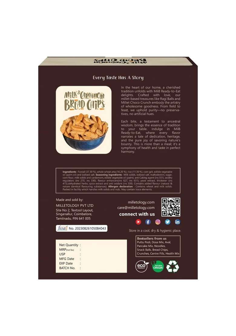 Mil8 Bread Chips Milk And Cardamom & Puttu Powder Foxtail Millet Combo (40Gram-300Gram) Nutritious, Delicious And Healthy Breakfast Solution - Indya