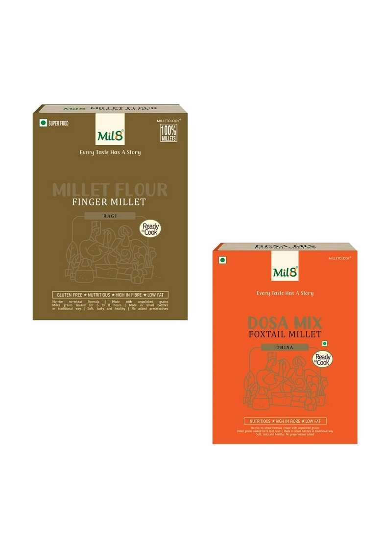 Mil8 Flour Finger & Dosamix Foxtail Millet Combo (300Gram-300Gram) Nutritious, Delicious And Healthy Breakfast Solution - Indya