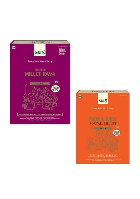 Mil8 Rava Little & Dosamix Foxtail Millet Combo (300Gram-300Gram) Nutritious, Delicious And Healthy Breakfast Solution