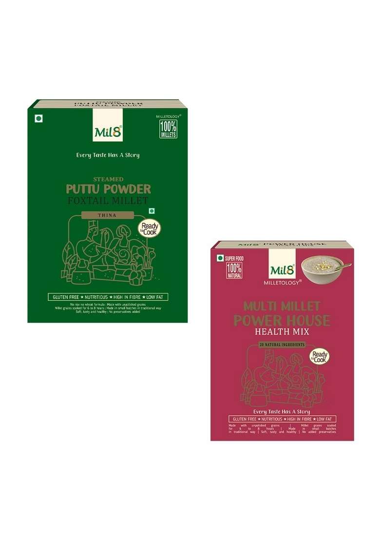 Mil8 Puttu Powder Foxtail & Health Mix Powerhouse Combo (300Gram-300Gram) Nutritious, Delicious And Healthy Breakfast Solution - Indya
