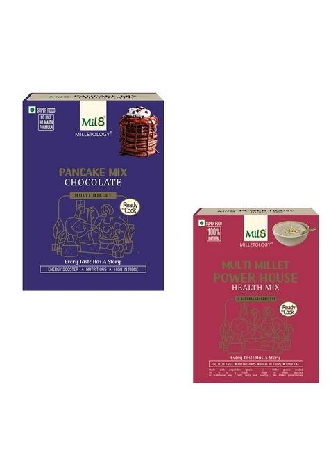 Mil8 Pancake Mix Chocolate & Health Mix Powerhouse Combo (200Gram-300Gram) Nutritious, Delicious And Healthy Breakfast Solution