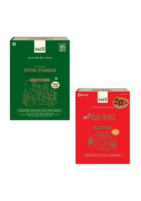 Mil8 Puttu Powder Foxtail & Ragi Balls Combo (300Gram-40Gram) Nutritious, Delicious And Healthy Breakfast Solution