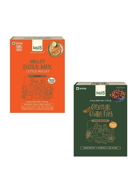 Mil8 Dosamix Little & Ragi Chocolate Centre Fills Combo (300Gram-100Gram) Nutritious, Delicious And Healthy Breakfast Solution