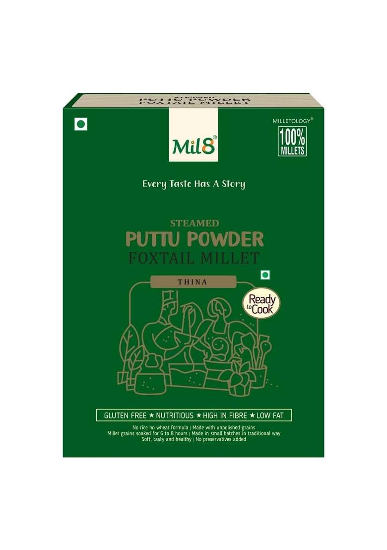 Mil8 Puttu Powder Foxtail & Corn Puffs Masala Combo (300Gram-30Gram) Nutritious, Delicious And Healthy Breakfast Solution - Indya