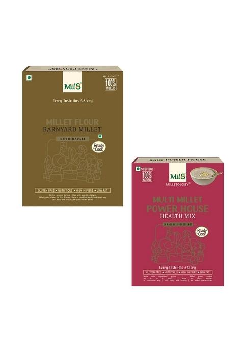 Mil8 Flour Barnyard & Health Mix Powerhouse Combo (300Gram-300Gram) Nutritious, Delicious And Healthy Breakfast Solution