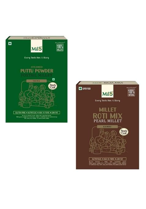Mil8 Puttu Powder Foxtail & Rotimix Pearl Millet Combo (300Gram-300Gram) Nutritious, Delicious And Healthy Breakfast Solution