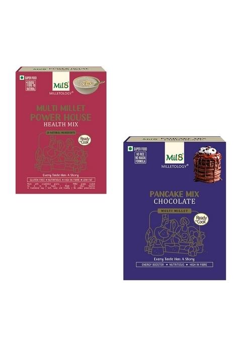 Mil8 Health Mix Powerhouse & Pancake Mix Chocolate Combo (300Gram-200Gram) Nutritious, Delicious And Healthy Breakfast Solution