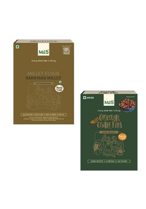 Mil8 Flour Barnyard & Ragi Chocolate Centre Fills Combo (300Gram-100Gram) Nutritious, Delicious And Healthy Breakfast Solution