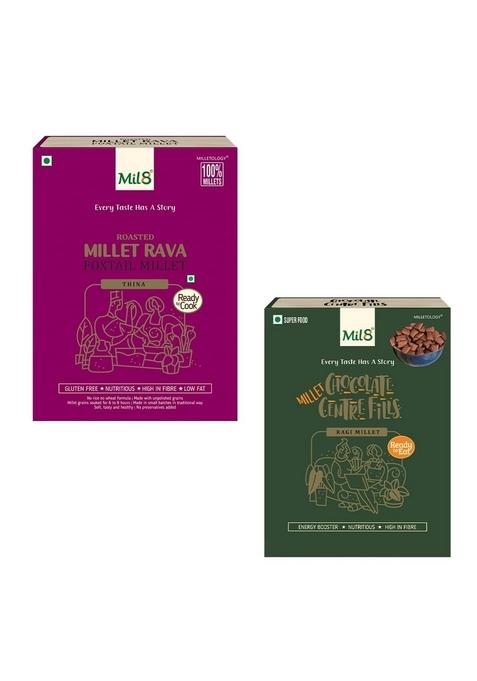 Mil8 Rava Foxtail & Ragi Chocolate Centre Fills Combo (300Gram-100Gram) Nutritious, Delicious And Healthy Breakfast Solution