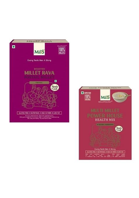 Mil8 Rava Foxtail & Health Mix Powerhouse Combo (300Gram-300Gram) Nutritious, Delicious And Healthy Breakfast Solution