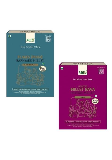 Mil8 Flakes (Aval) Barnayard & Rava Foxtail Millet Combo (200Gram-300Gram) Nutritious, Delicious And Healthy Breakfast Solution