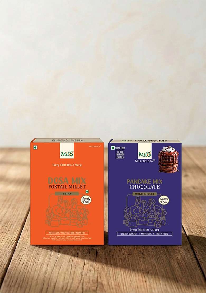 Mil8 Dosamix Foxtail & Pancake Mix Chocolate Combo (300Gram-200Gram) Nutritious, Delicious And Healthy Breakfast Solution - Indya