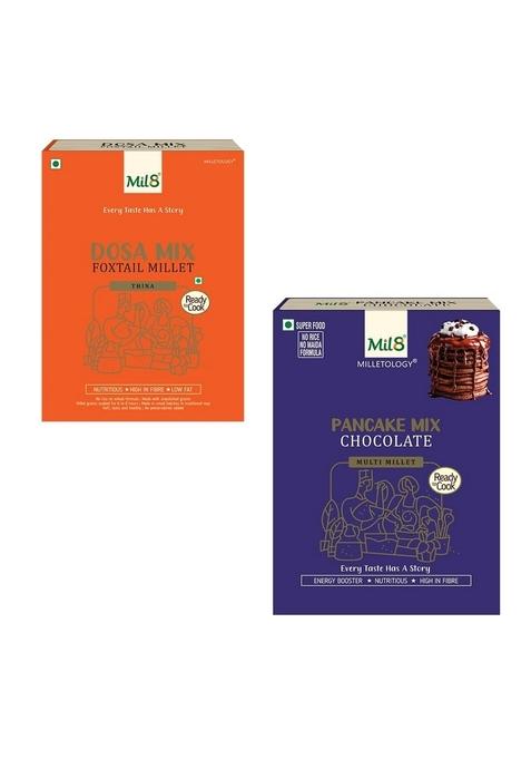 Mil8 Dosamix Foxtail & Pancake Mix Chocolate Combo (300Gram-200Gram) Nutritious, Delicious And Healthy Breakfast Solution