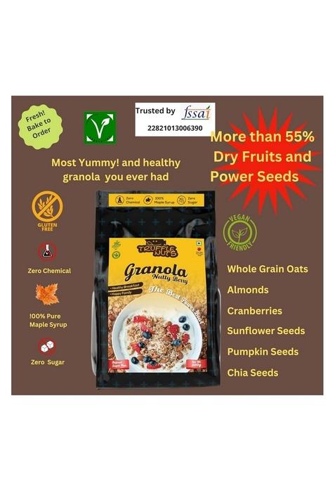 Trufflenut Berrilicious Crunchy Dark Chocolate Granola For Breakfast | Diet Snacks | Cereal For Breakfast | No Added Sugar I Made With Pure Canadian Maple Syrup (450)